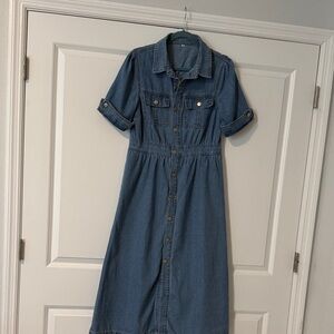Denim Button-Down Dress